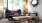 a living room with a blue couch